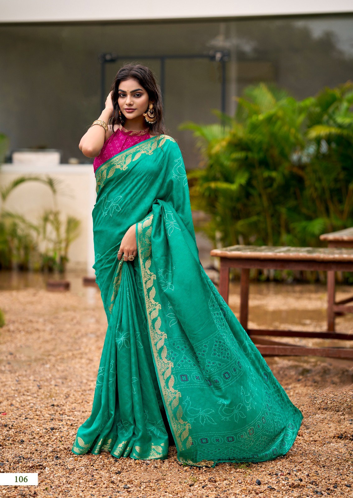 SR PRESENT SCARLET SILK SAREE WITH JECARD BORDER SERIES 101-110 5
