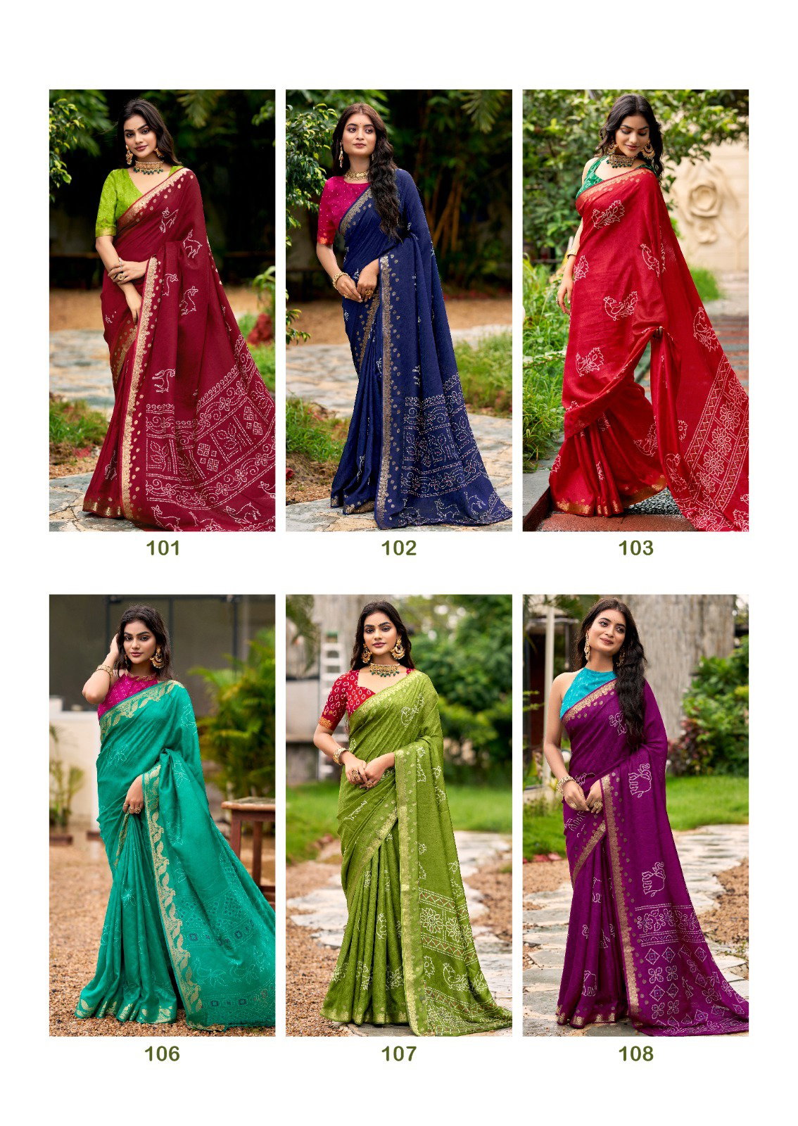 SR PRESENT SCARLET SILK SAREE WITH JECARD BORDER SERIES 101-110 3