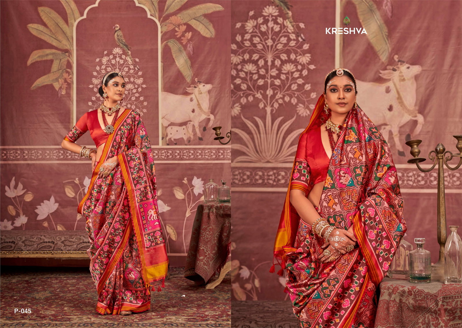 KRESHAVA PRESENT HERITAGE OF GUJRAT PATOLA GRACE SERIES P043 TO P046 9