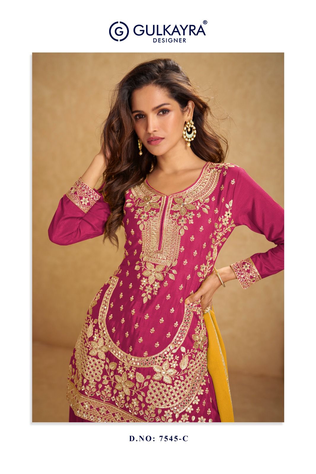 GULKAIRA DESINER PRESENT AARUSHI WITH PLAZZO STYLE FREE SIZE SUIT SERIES 7545 COLORS 2