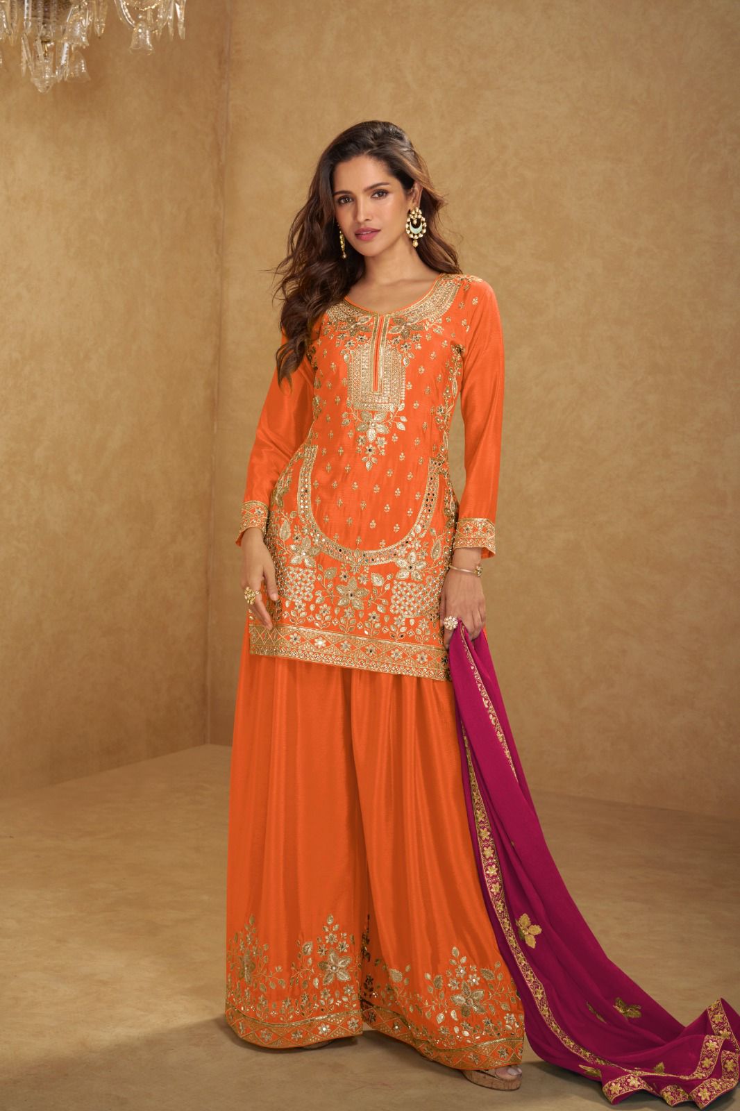 GULKAIRA DESINER PRESENT AARUSHI WITH PLAZZO STYLE FREE SIZE SUIT SERIES 7545 COLORS 4