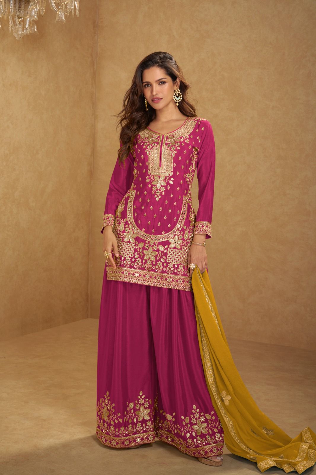 GULKAIRA DESINER PRESENT AARUSHI WITH PLAZZO STYLE FREE SIZE SUIT SERIES 7545 COLORS 3