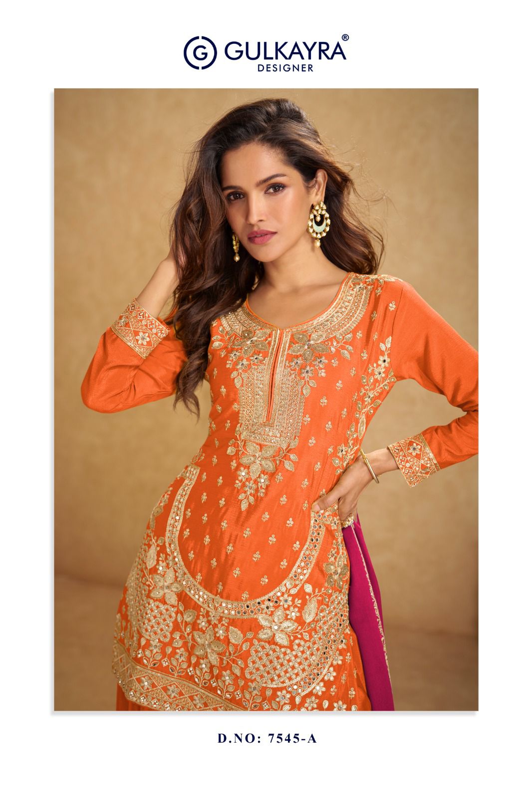 GULKAIRA DESINER PRESENT AARUSHI WITH PLAZZO STYLE FREE SIZE SUIT SERIES 7545 COLORS 9