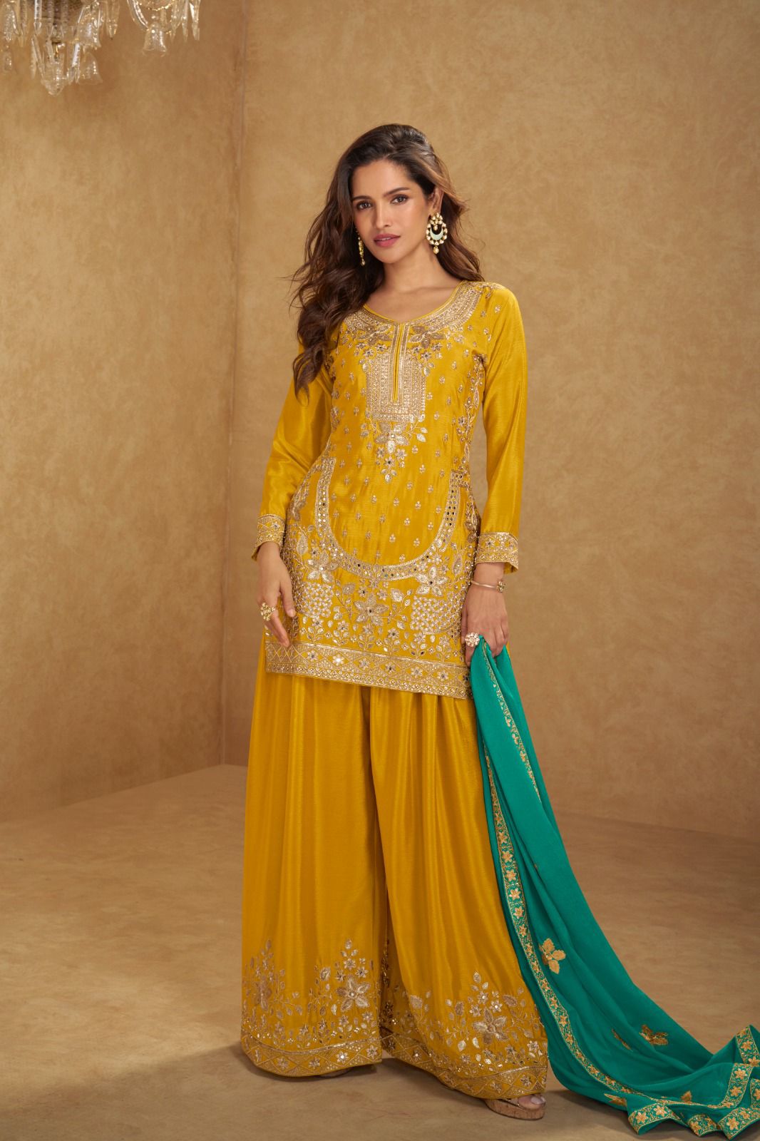 GULKAIRA DESINER PRESENT AARUSHI WITH PLAZZO STYLE FREE SIZE SUIT SERIES 7545 COLORS 5