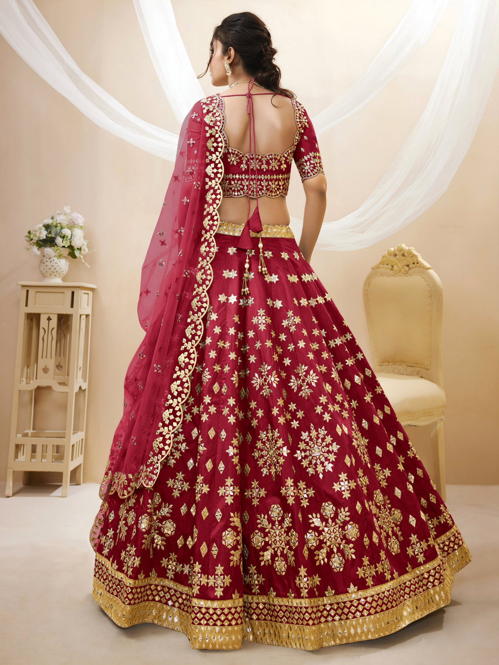 ZEEL ROYAL RED FOIL EMBROIDERY LEHENGA CHOLI SERIES 502 1