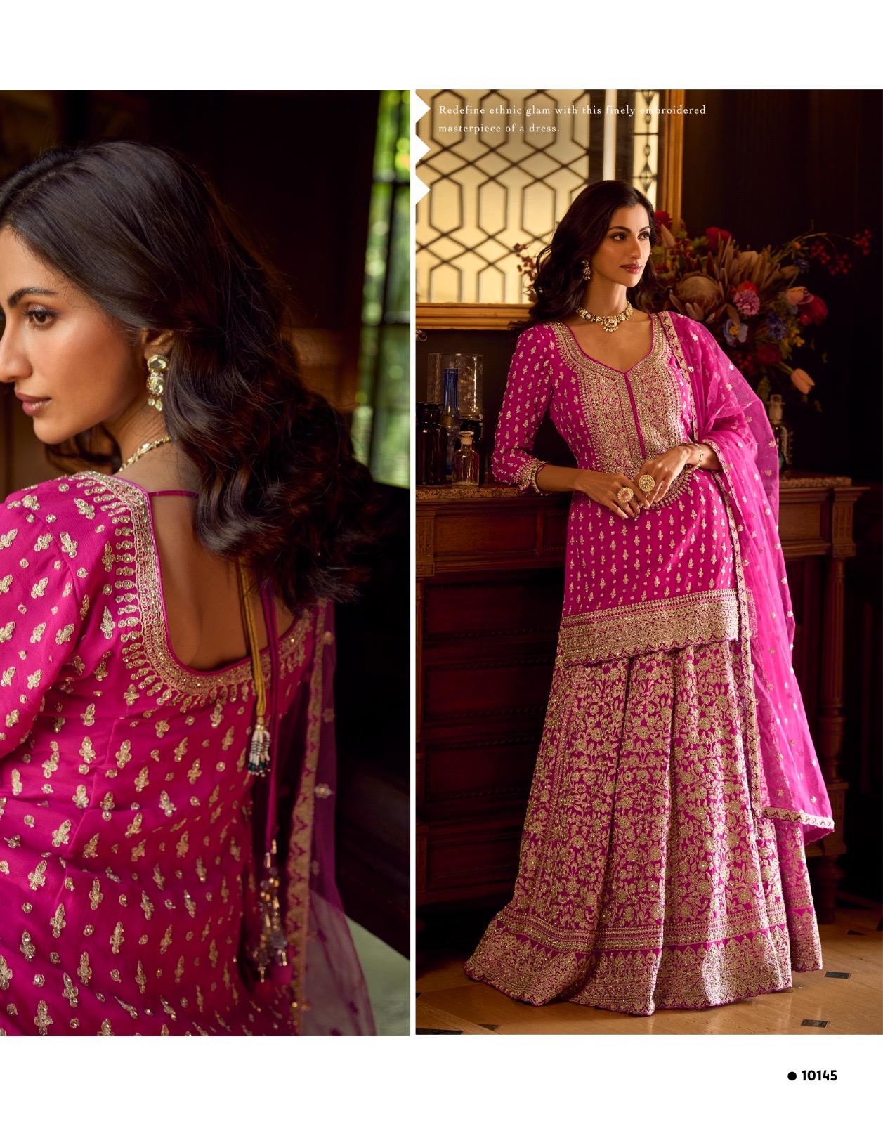 SAYURI DESIGNER PRESENT SUREENA FREE SIZE STICHED SKIRT PLAZZO SERIES 10145-1047 12