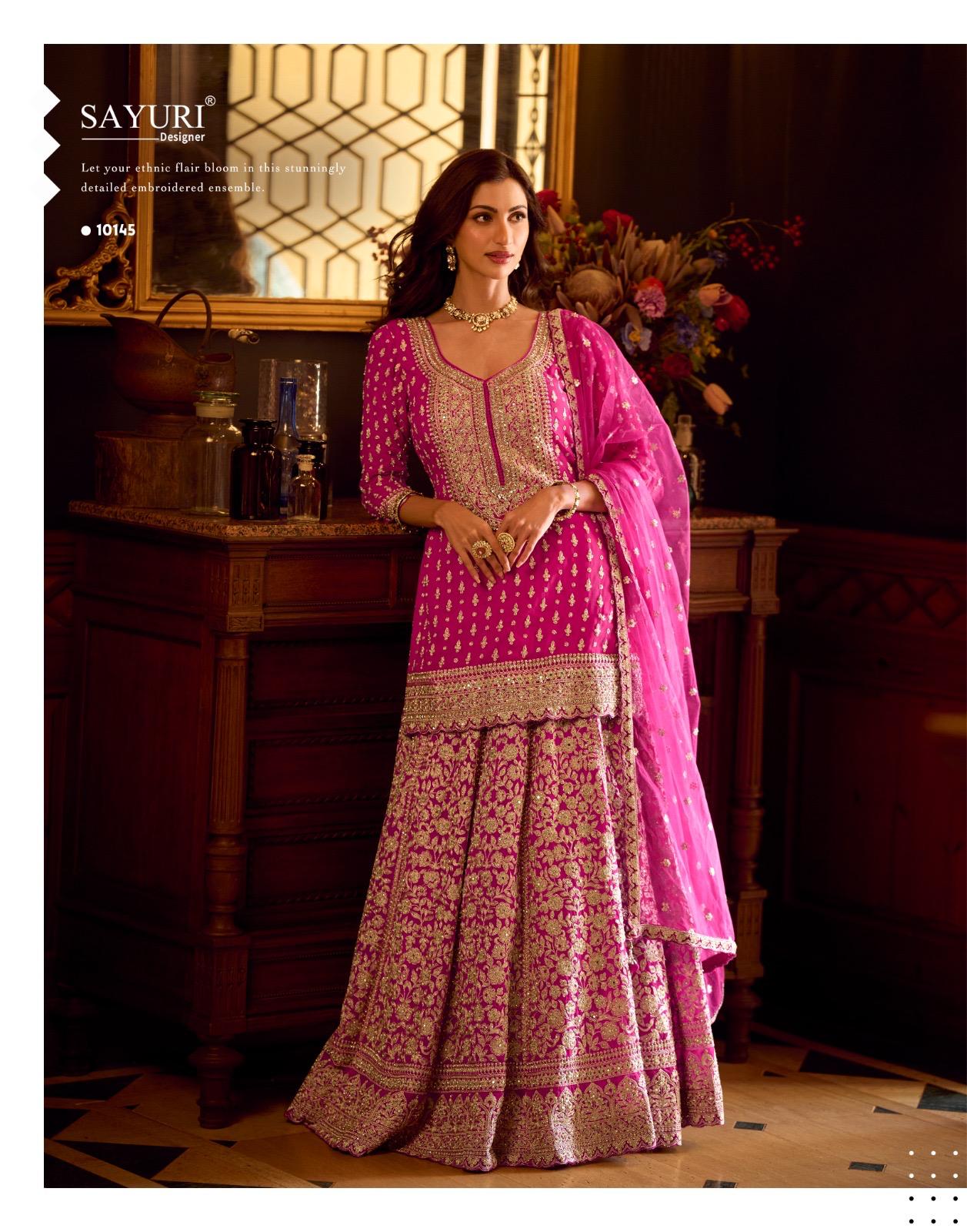 SAYURI DESIGNER PRESENT SUREENA FREE SIZE STICHED SKIRT PLAZZO SERIES 10145-1047 13