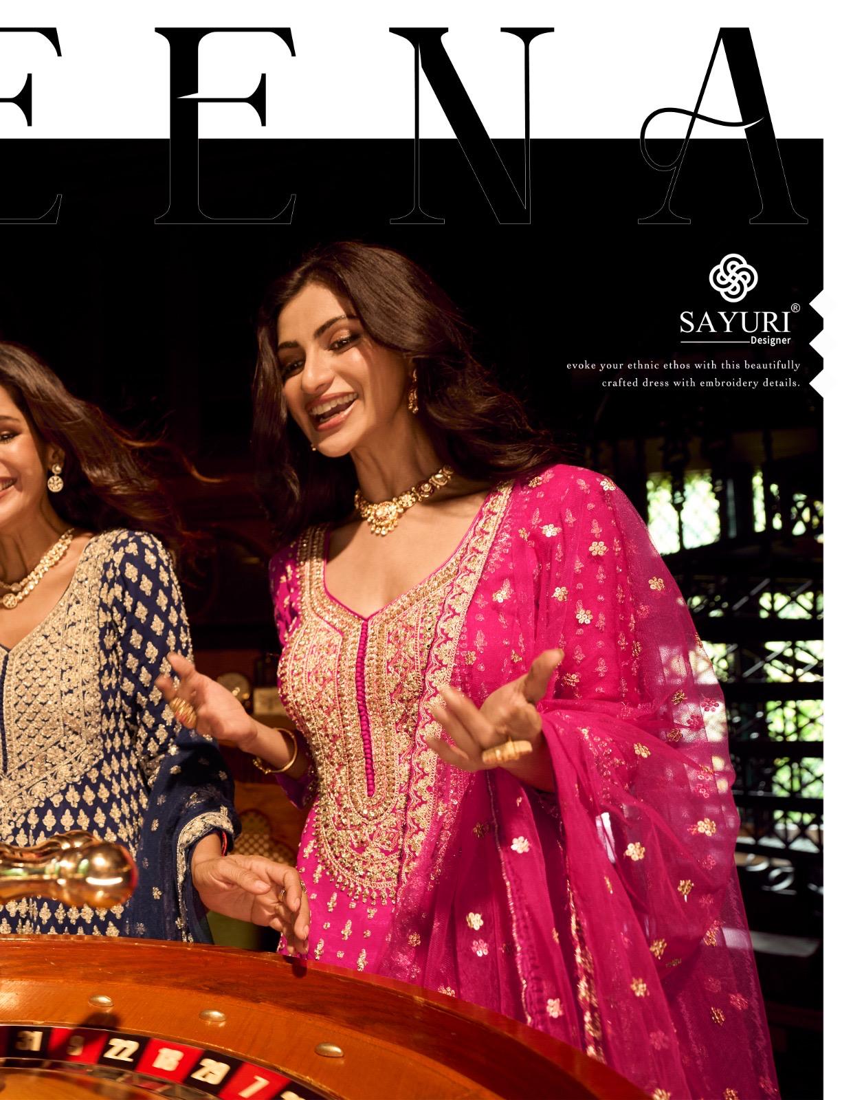 SAYURI DESIGNER PRESENT SUREENA FREE SIZE STICHED SKIRT PLAZZO SERIES 10145-1047 9