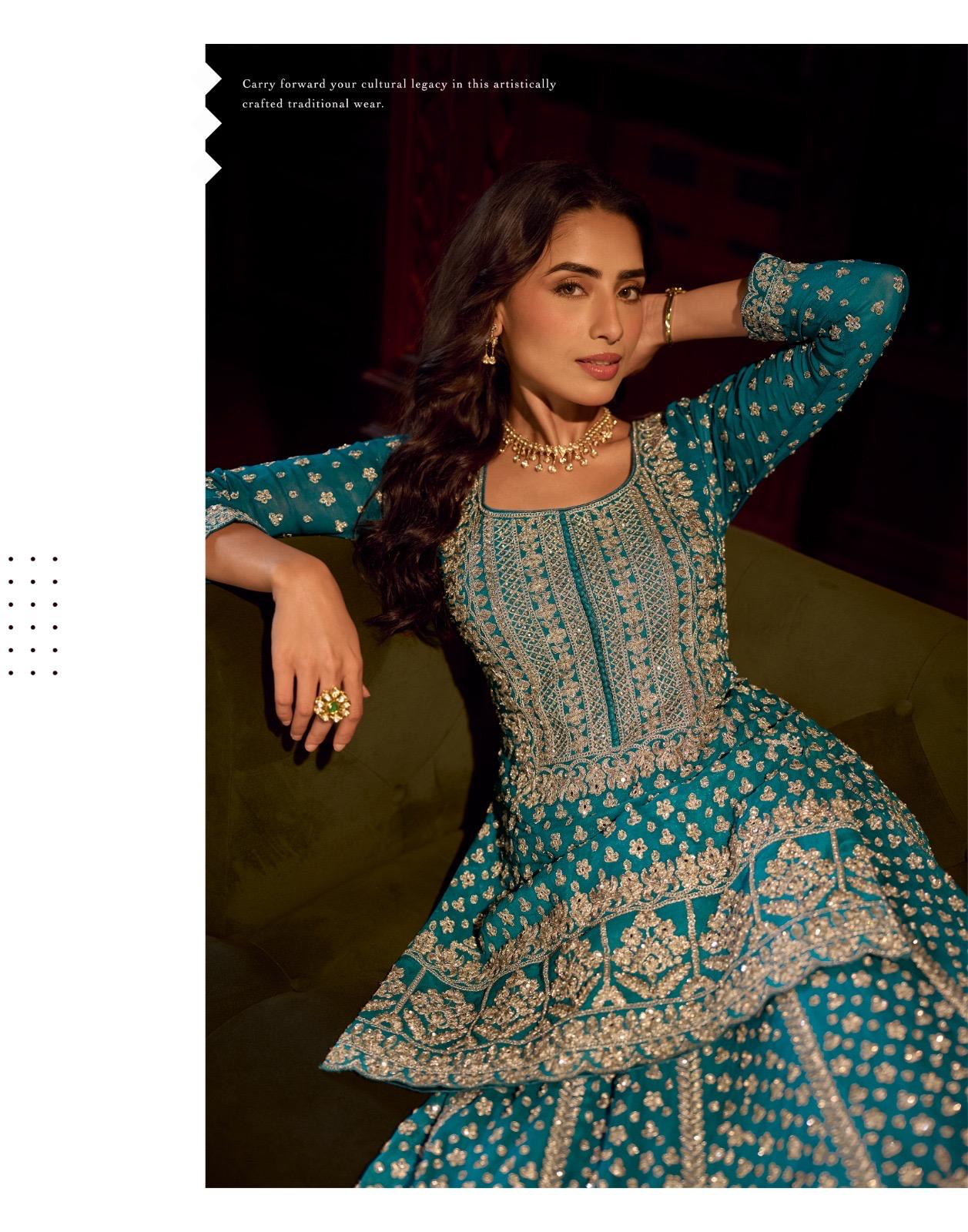 SAYURI DESIGNER PRESENT SUREENA FREE SIZE STICHED SKIRT PLAZZO SERIES 10145-1047 5