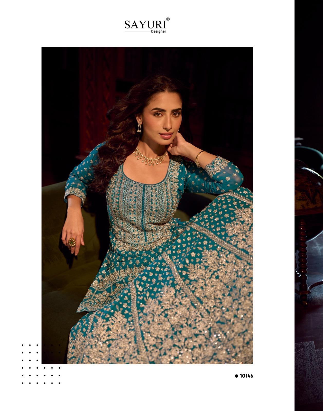 SAYURI DESIGNER PRESENT SUREENA FREE SIZE STICHED SKIRT PLAZZO SERIES 10145-1047 6
