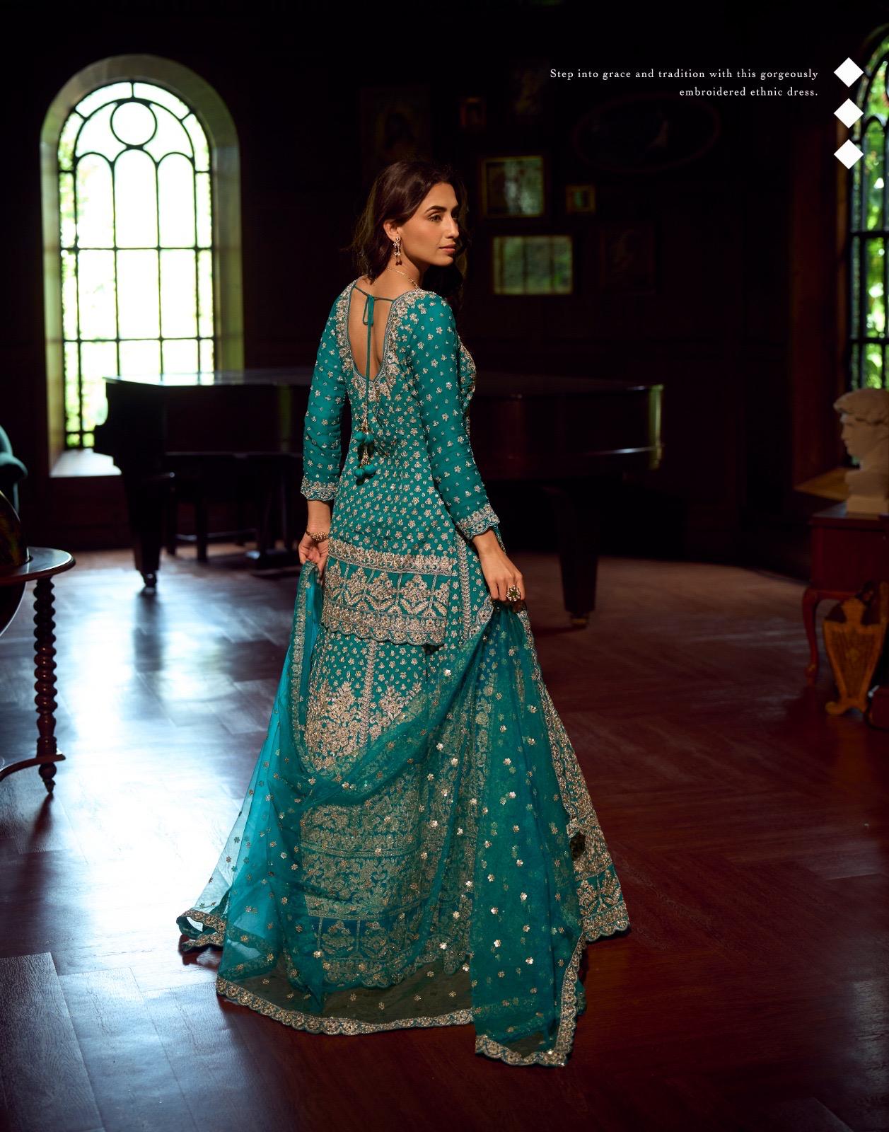 SAYURI DESIGNER PRESENT SUREENA FREE SIZE STICHED SKIRT PLAZZO SERIES 10145-1047 4