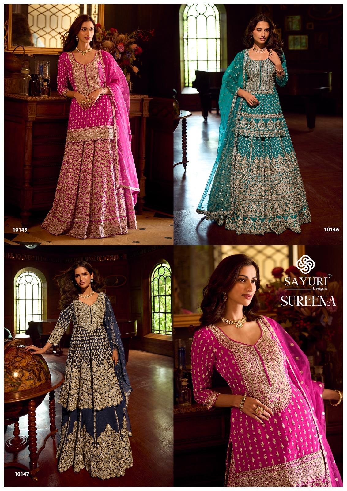 SAYURI DESIGNER PRESENT SUREENA FREE SIZE STICHED SKIRT PLAZZO SERIES 10145-1047 1