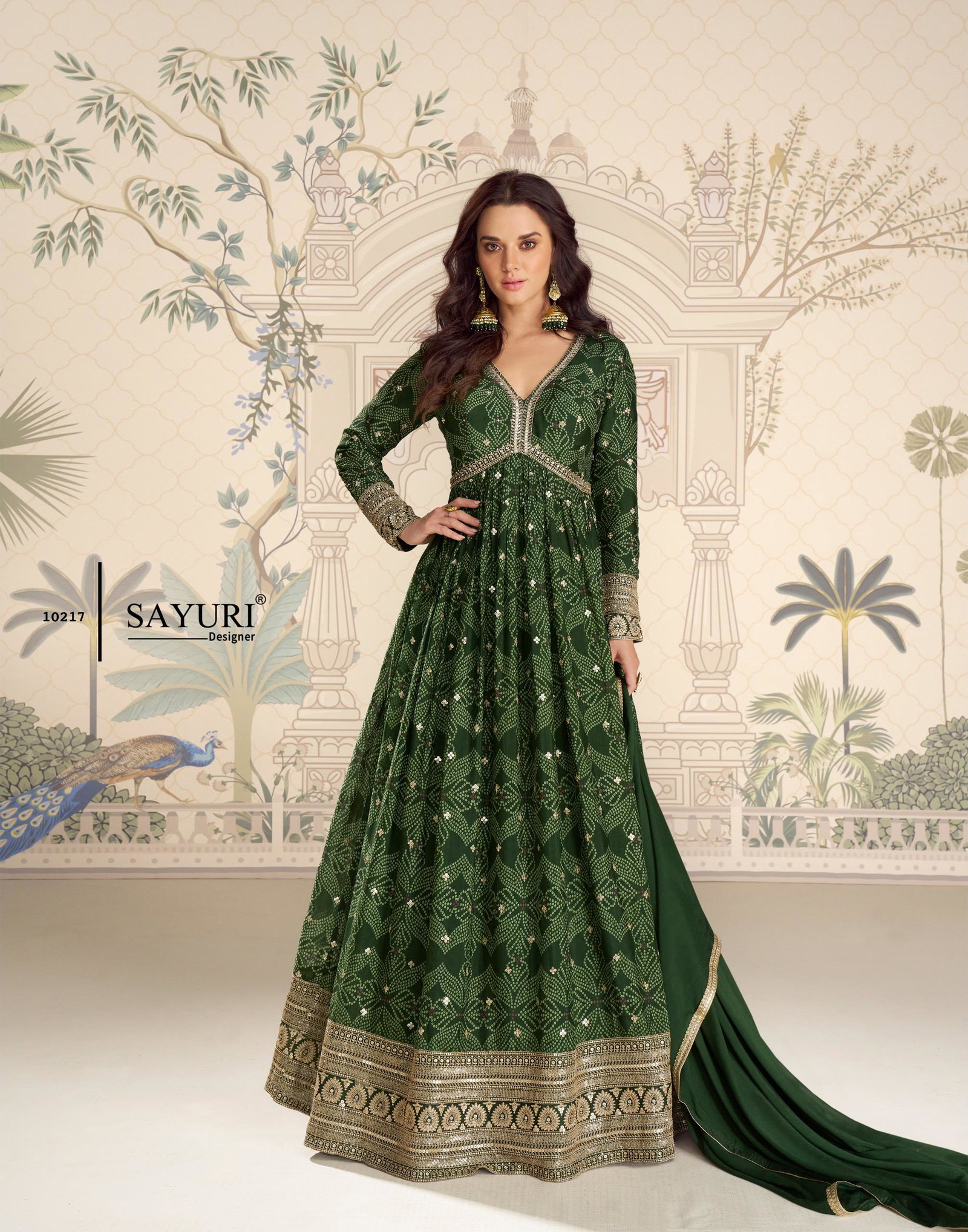 SAYURI DESIGNER PRESENT BANDHAN FREE SIZE STICHED GOWN SERIES 10215-10217 10