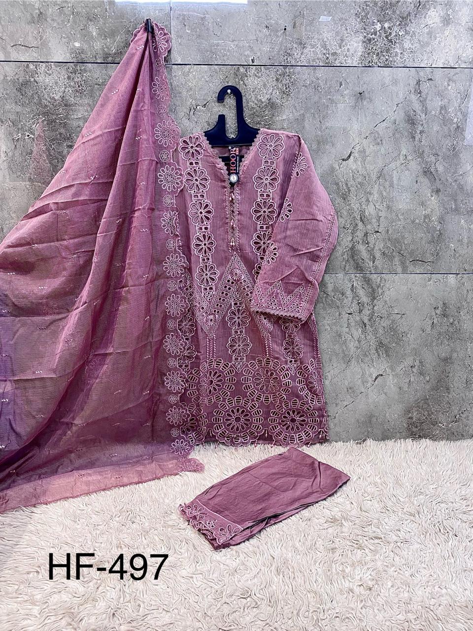 HOOR TEX PRESENT FULL STITCHED PAKISTANI SUIT SERIES H 497 A TO C 7
