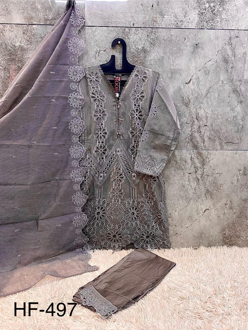 HOOR TEX PRESENT FULL STITCHED PAKISTANI SUIT SERIES H 497 A TO C 5