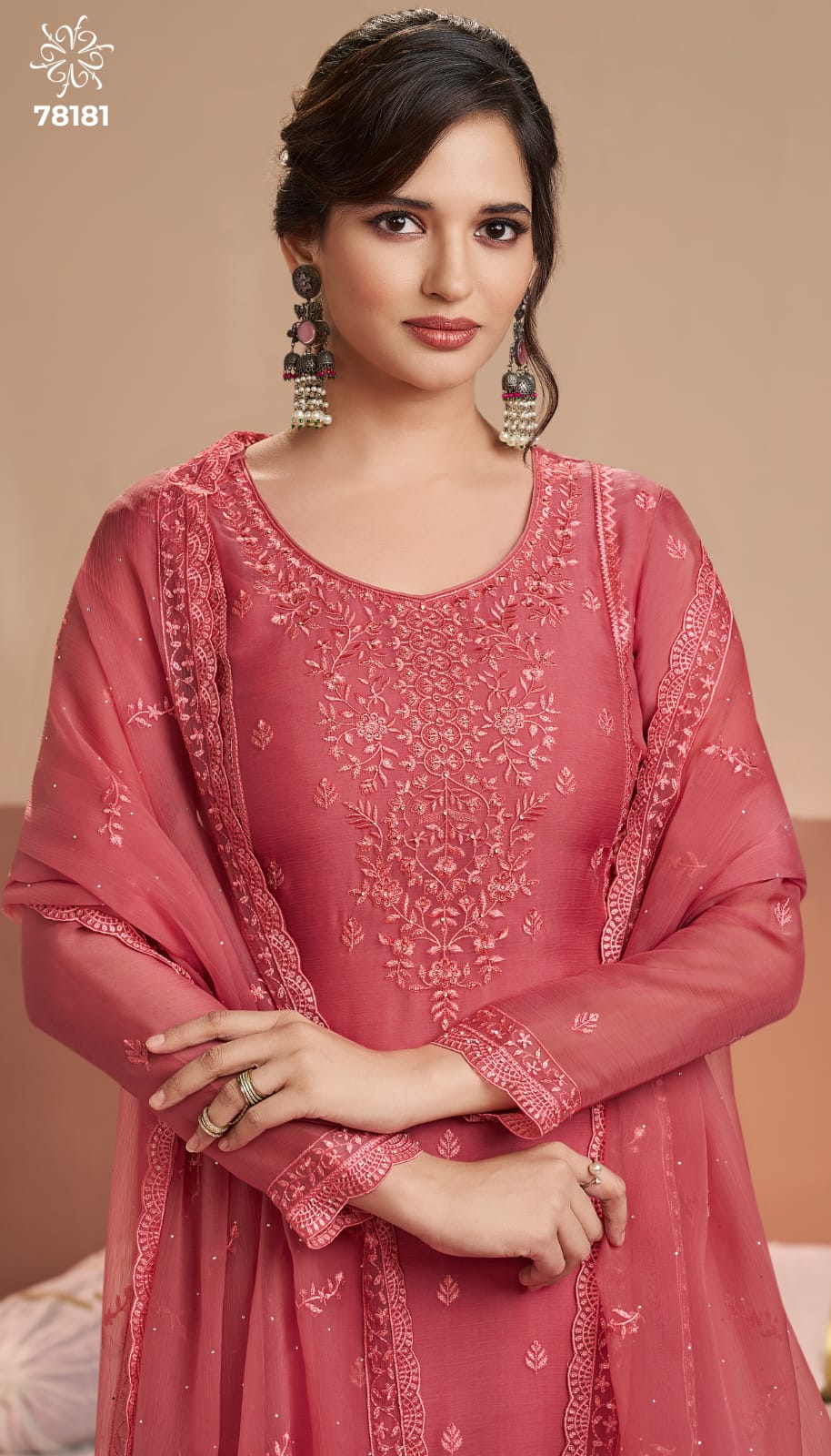 VINAY KULEESH INAYYAH UNSTITCHED ORGANZA CHIFFON  DRESS MATERIAL SERIES 78181 14