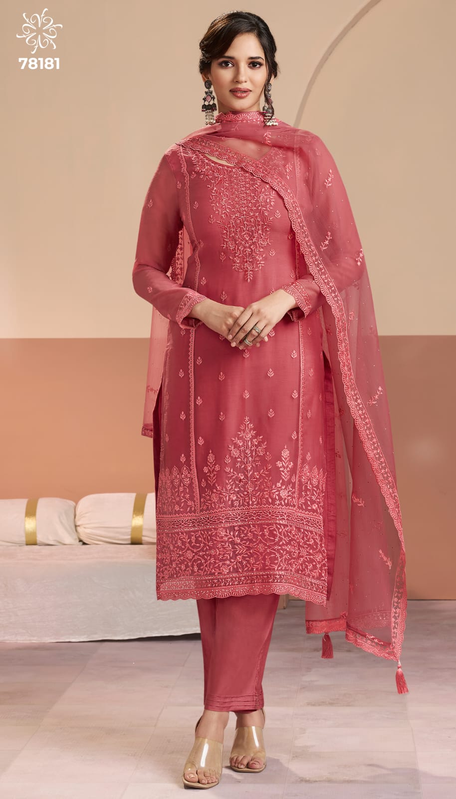 VINAY KULEESH INAYYAH UNSTITCHED ORGANZA CHIFFON  DRESS MATERIAL SERIES 78181 9