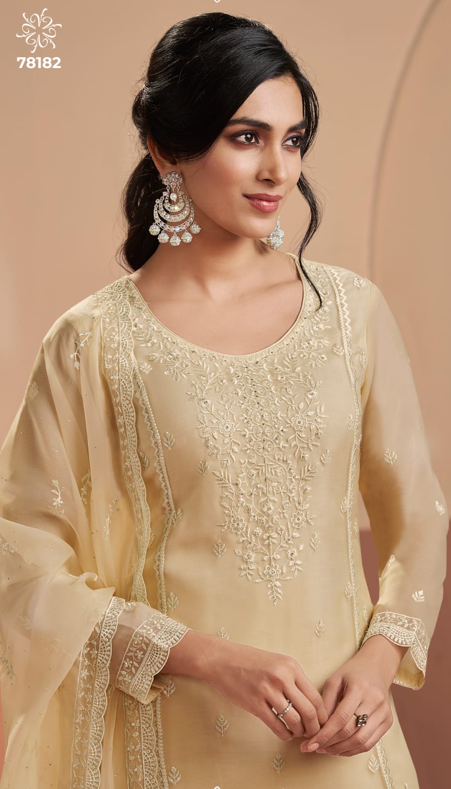 VINAY KULEESH INAYYAH UNSTITCHED ORGANZA CHIFFON  DRESS MATERIAL SERIES 78181 1