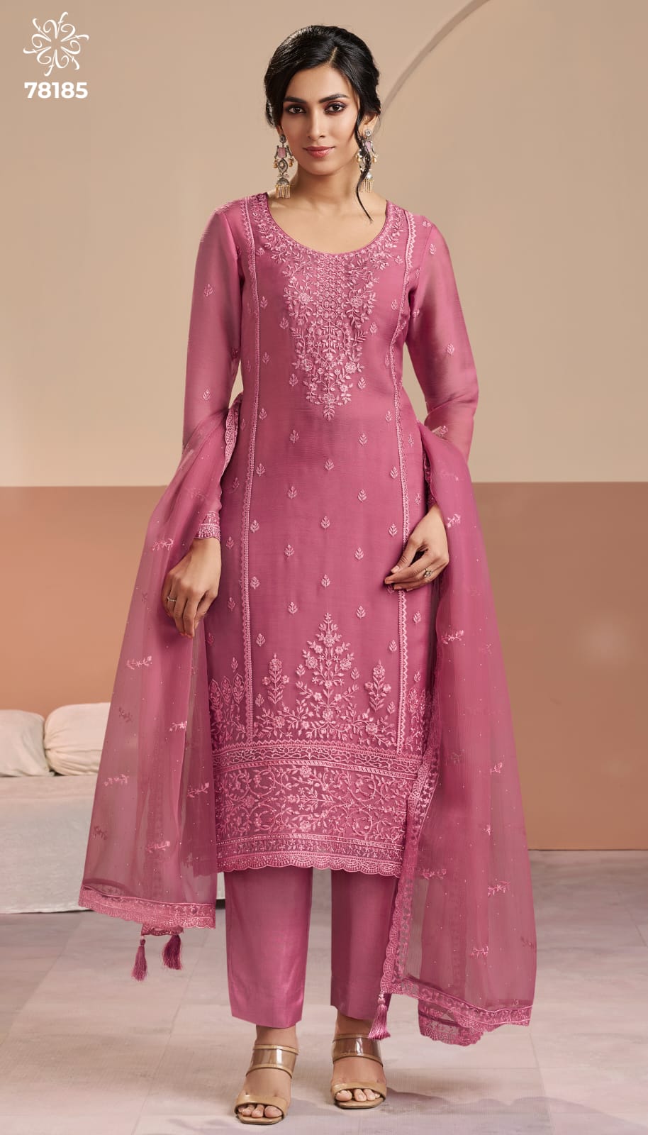 VINAY KULEESH INAYYAH UNSTITCHED ORGANZA CHIFFON  DRESS MATERIAL SERIES 78181 10