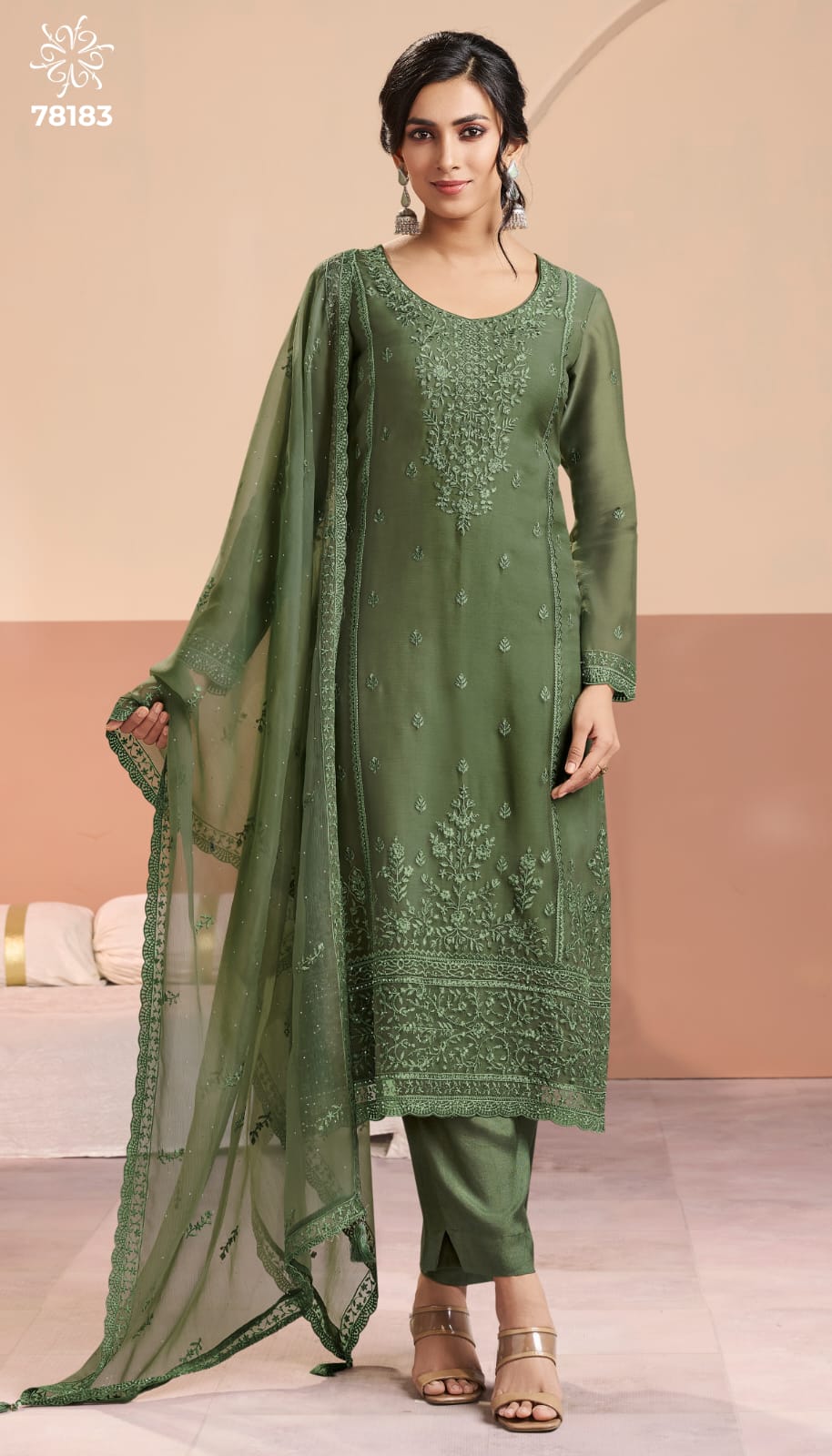 VINAY KULEESH INAYYAH UNSTITCHED ORGANZA CHIFFON  DRESS MATERIAL SERIES 78181 8