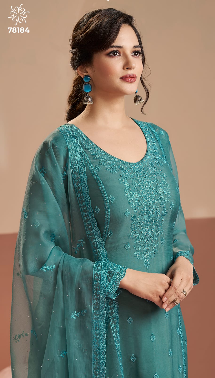VINAY KULEESH INAYYAH UNSTITCHED ORGANZA CHIFFON  DRESS MATERIAL SERIES 78181 6
