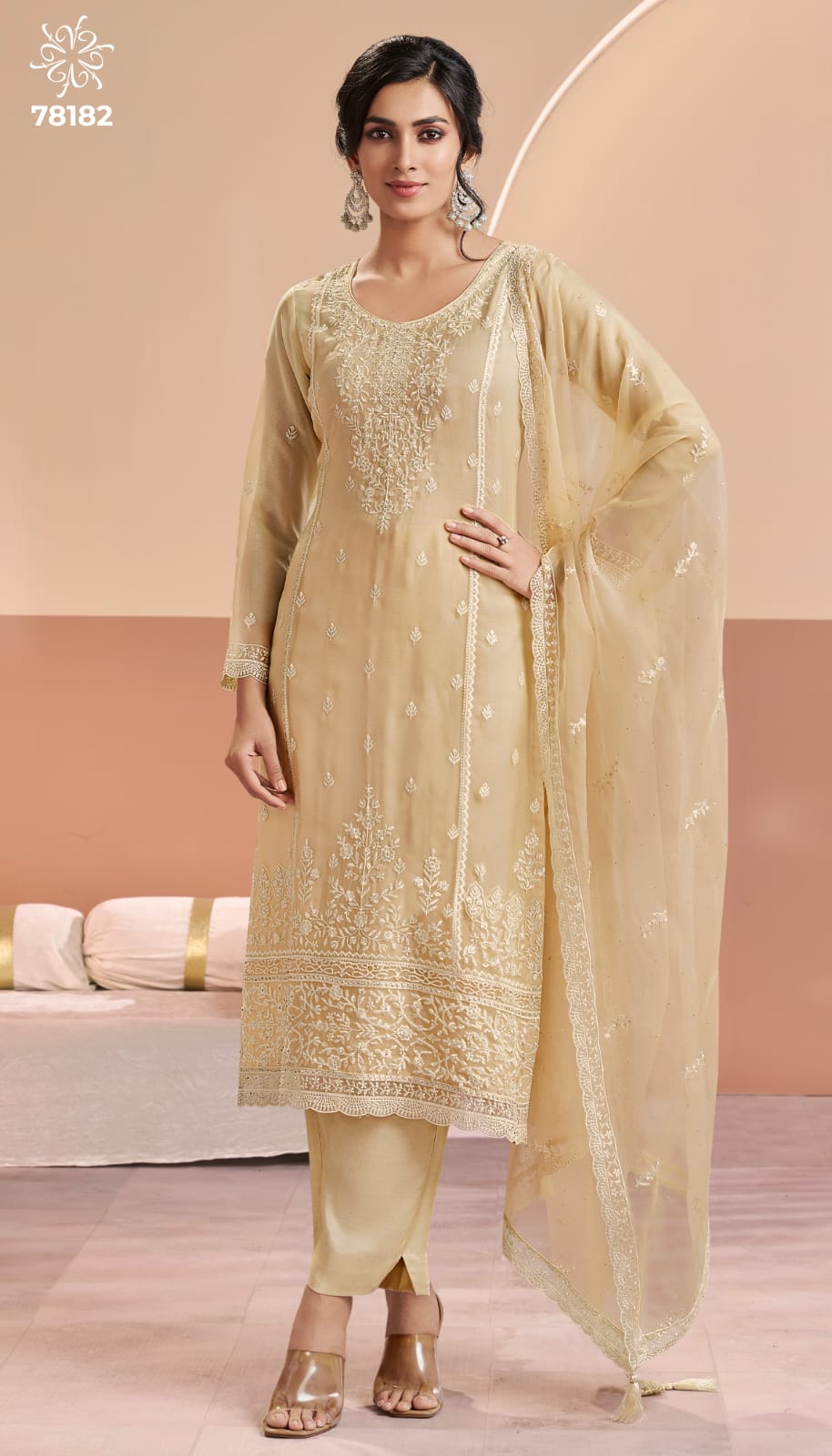 VINAY KULEESH INAYYAH UNSTITCHED ORGANZA CHIFFON  DRESS MATERIAL SERIES 78181 4