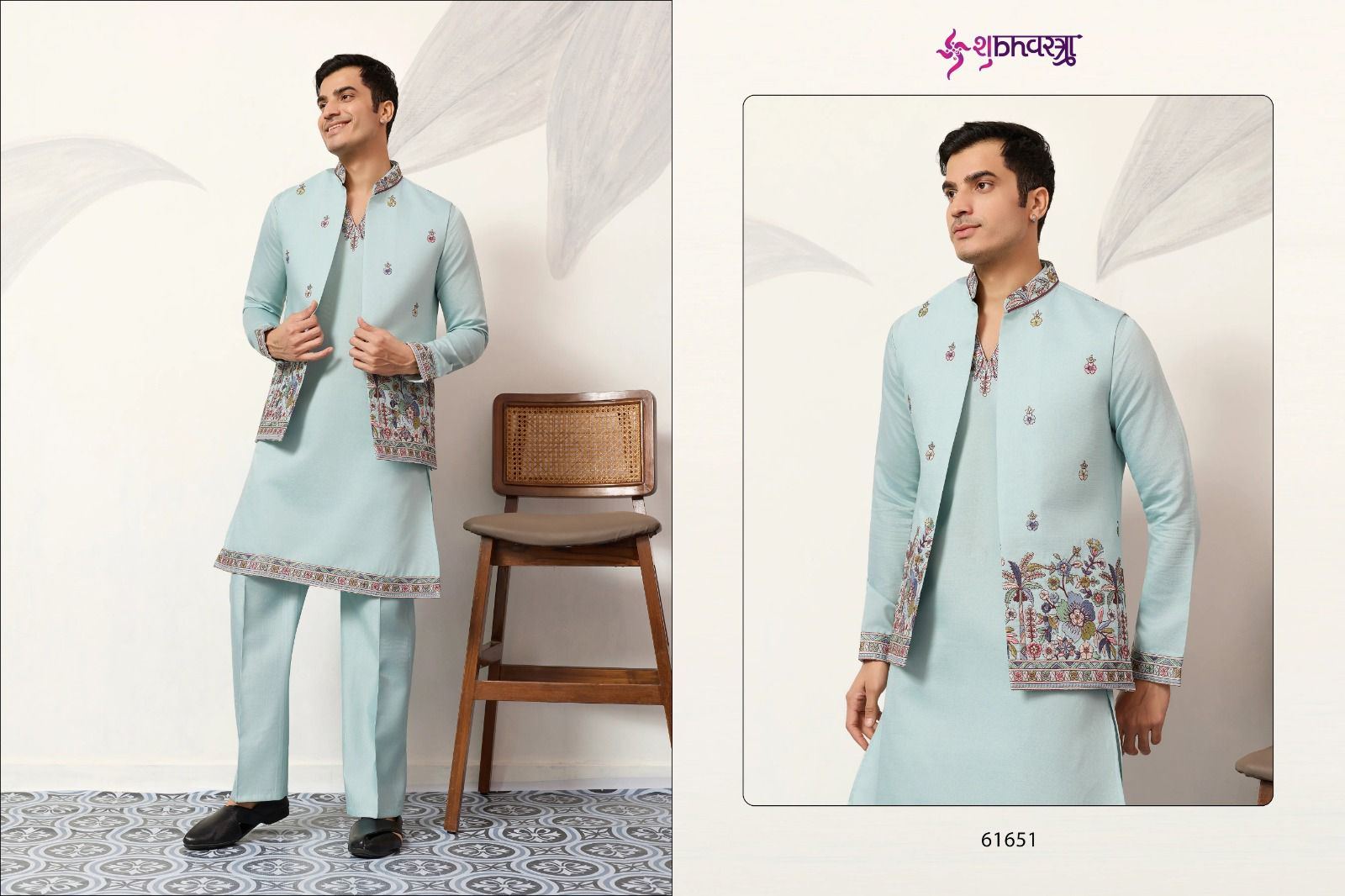 SHUBHKALA PRESENT NEW KOTI KURTA WITH BOTTOM  COLLECTION FOR MANS WEAR SERIES 61651 13