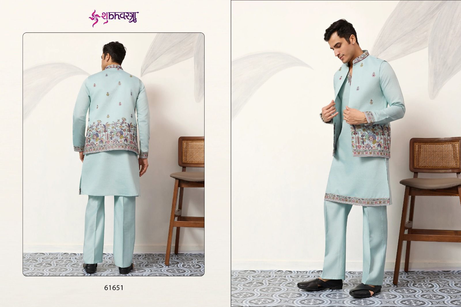 SHUBHKALA PRESENT NEW KOTI KURTA WITH BOTTOM  COLLECTION FOR MANS WEAR SERIES 61651 7