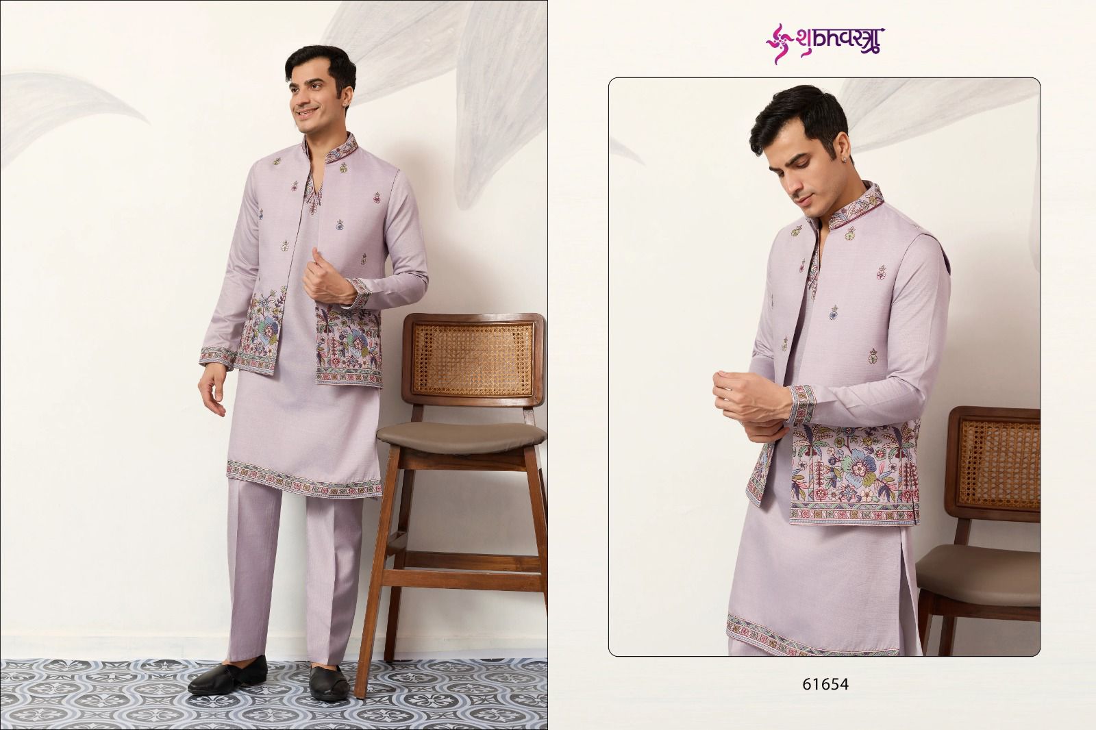 SHUBHKALA PRESENT NEW KOTI KURTA WITH BOTTOM  COLLECTION FOR MANS WEAR SERIES 61651 5