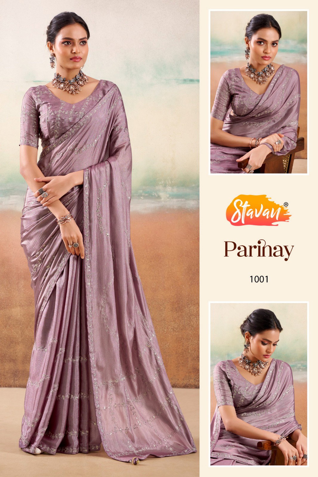 SATVAN PRESENT PARINAY FANCY EMBROIDERY SAREE SERIES 1001-1010 8