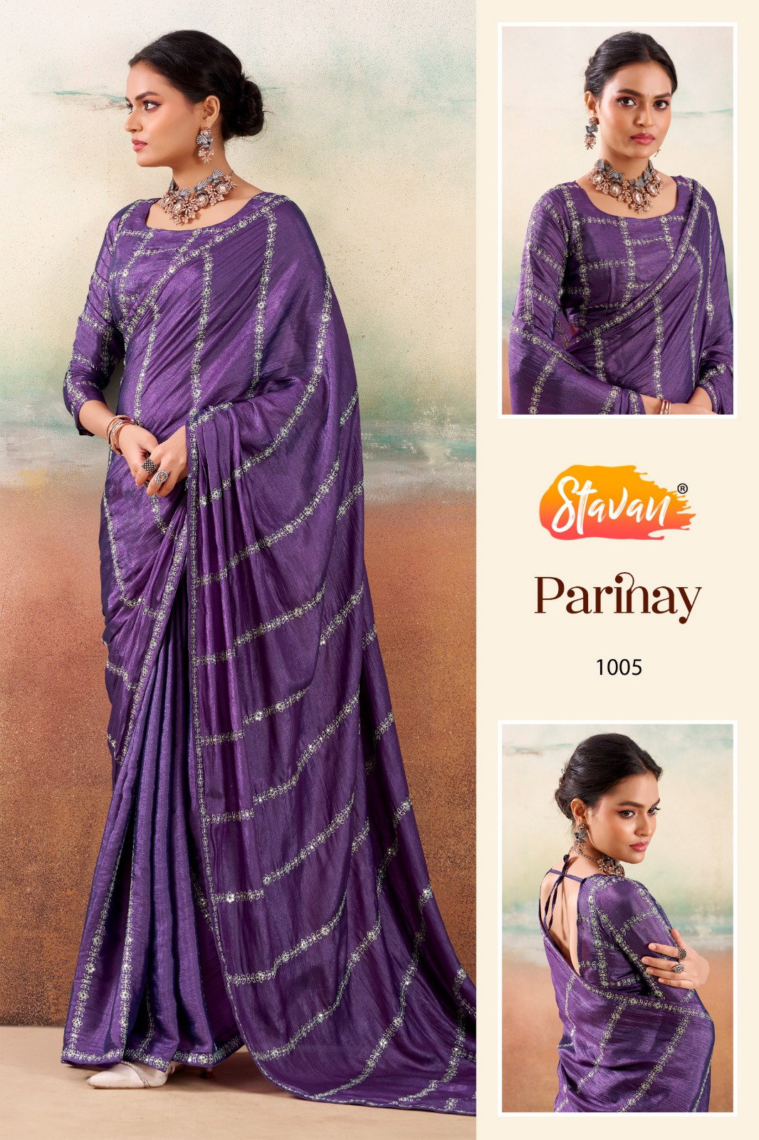 SATVAN PRESENT PARINAY FANCY EMBROIDERY SAREE SERIES 1001-1010 7