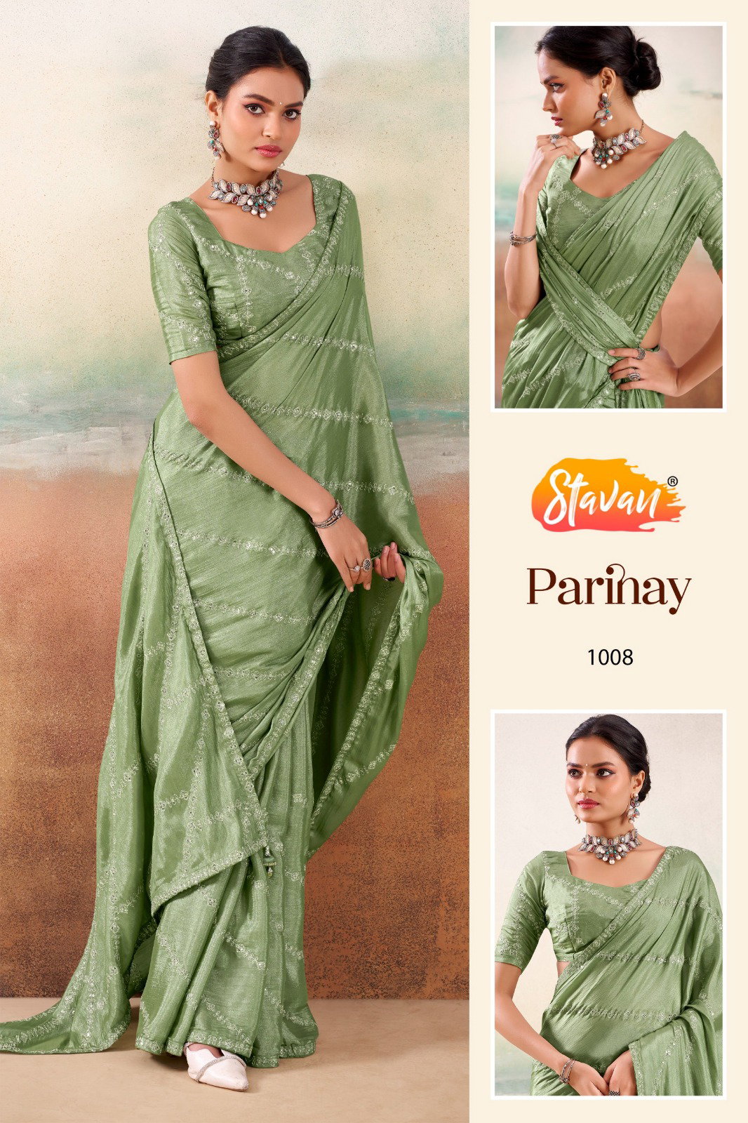 SATVAN PRESENT PARINAY FANCY EMBROIDERY SAREE SERIES 1001-1010 5