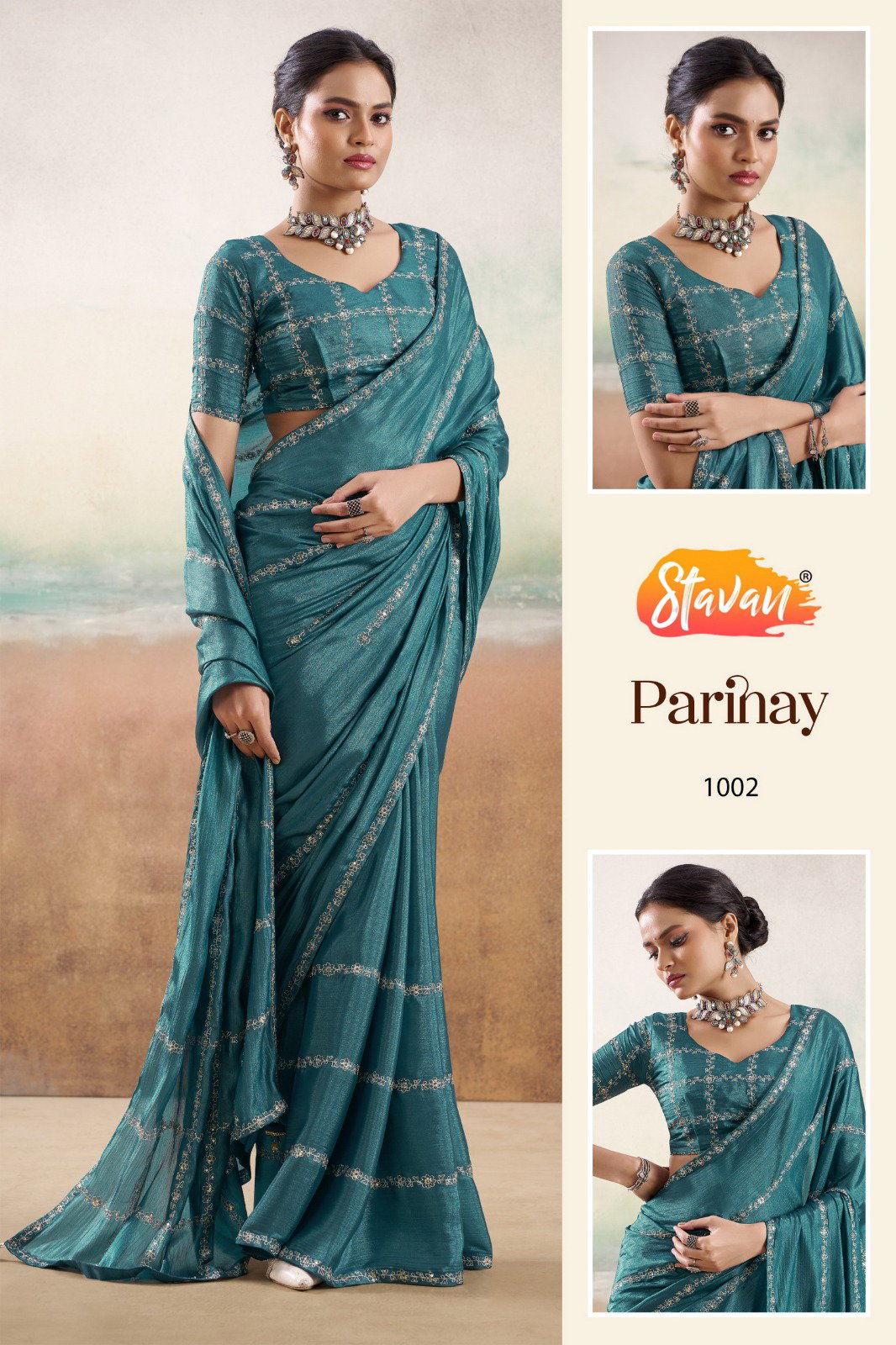 SATVAN PRESENT PARINAY FANCY EMBROIDERY SAREE SERIES 1001-1010 4