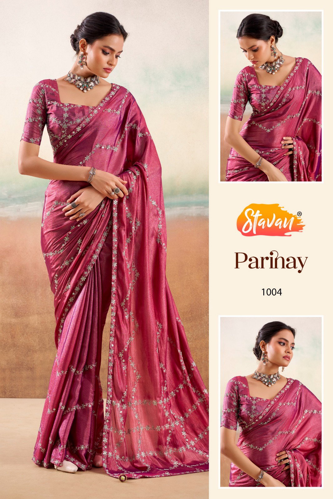 SATVAN PRESENT PARINAY FANCY EMBROIDERY SAREE SERIES 1001-1010 9