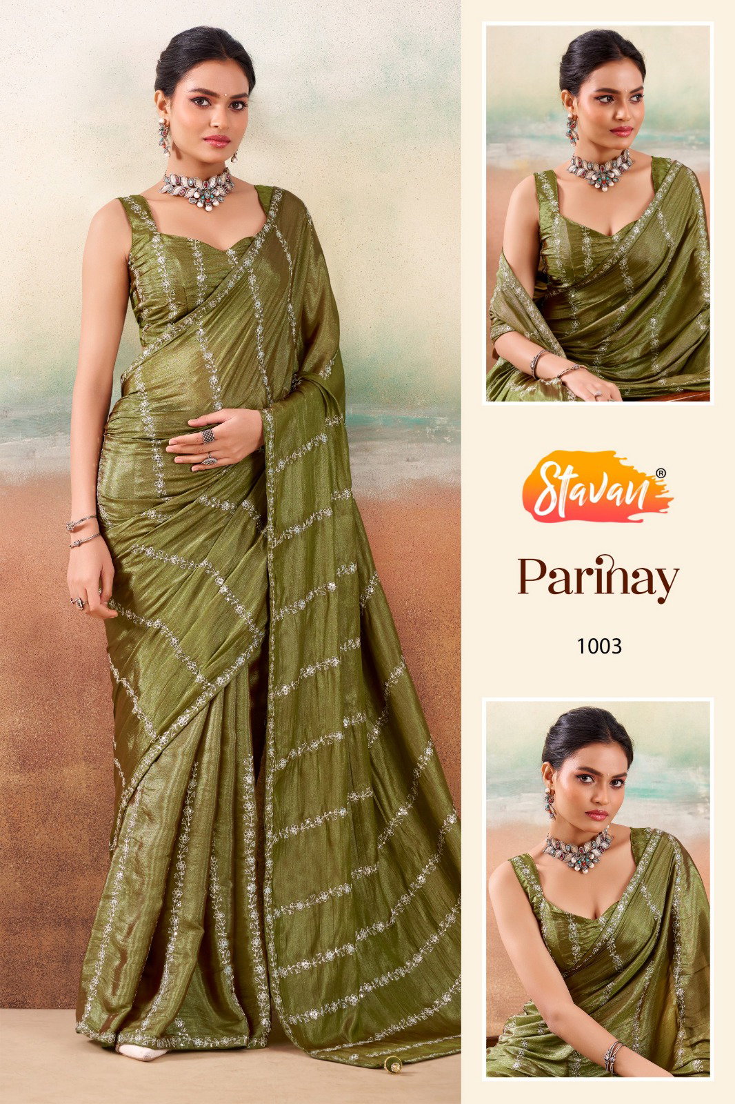 SATVAN PRESENT PARINAY FANCY EMBROIDERY SAREE SERIES 1001-1010 10