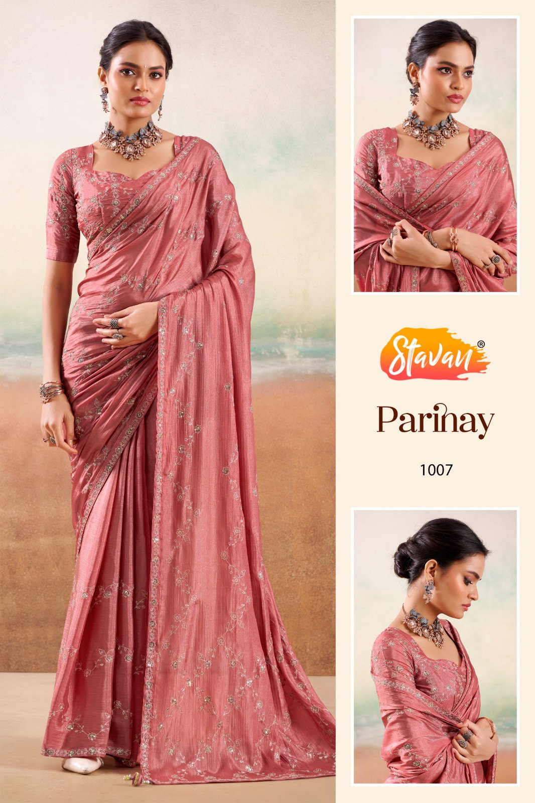SATVAN PRESENT PARINAY FANCY EMBROIDERY SAREE SERIES 1001-1010 11