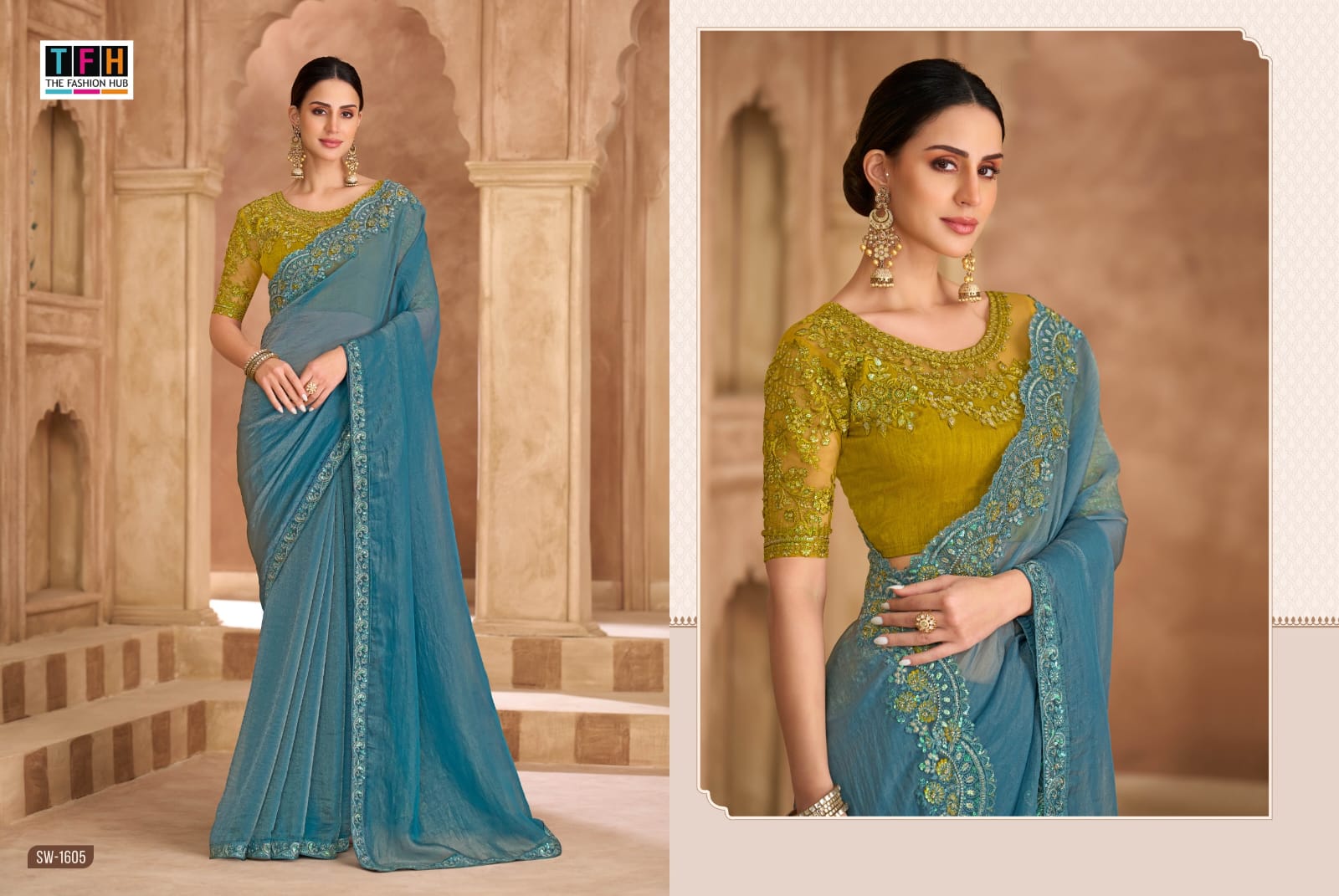 TFH PRESENT SANDALWOOD 16 FANCY SAREE SERIES 1601-1618 14