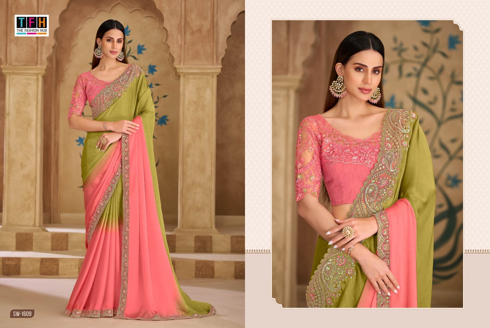 TFH PRESENT SANDALWOOD 16 FANCY SAREE SERIES 1601-1618 13