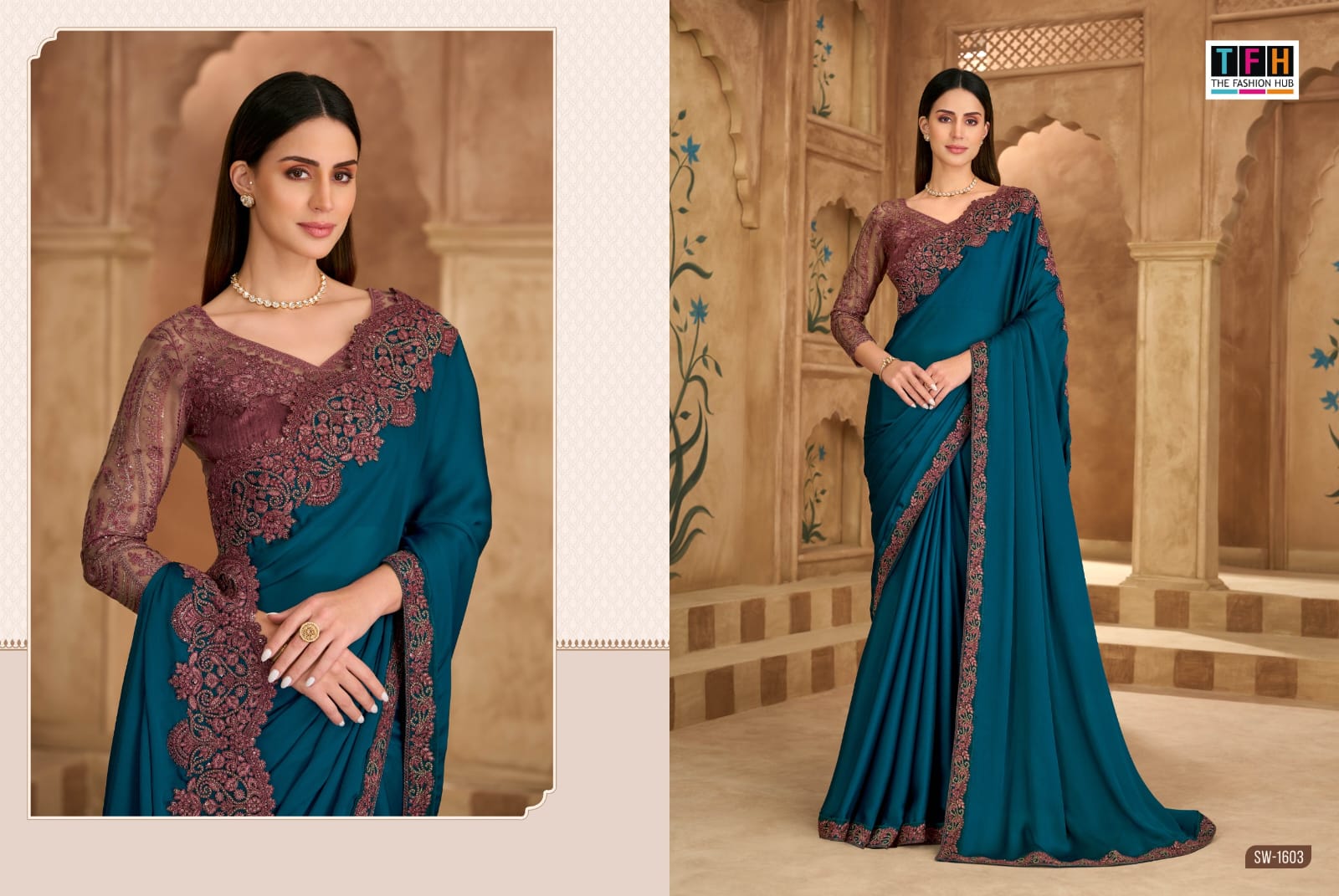 TFH PRESENT SANDALWOOD 16 FANCY SAREE SERIES 1601-1618 8