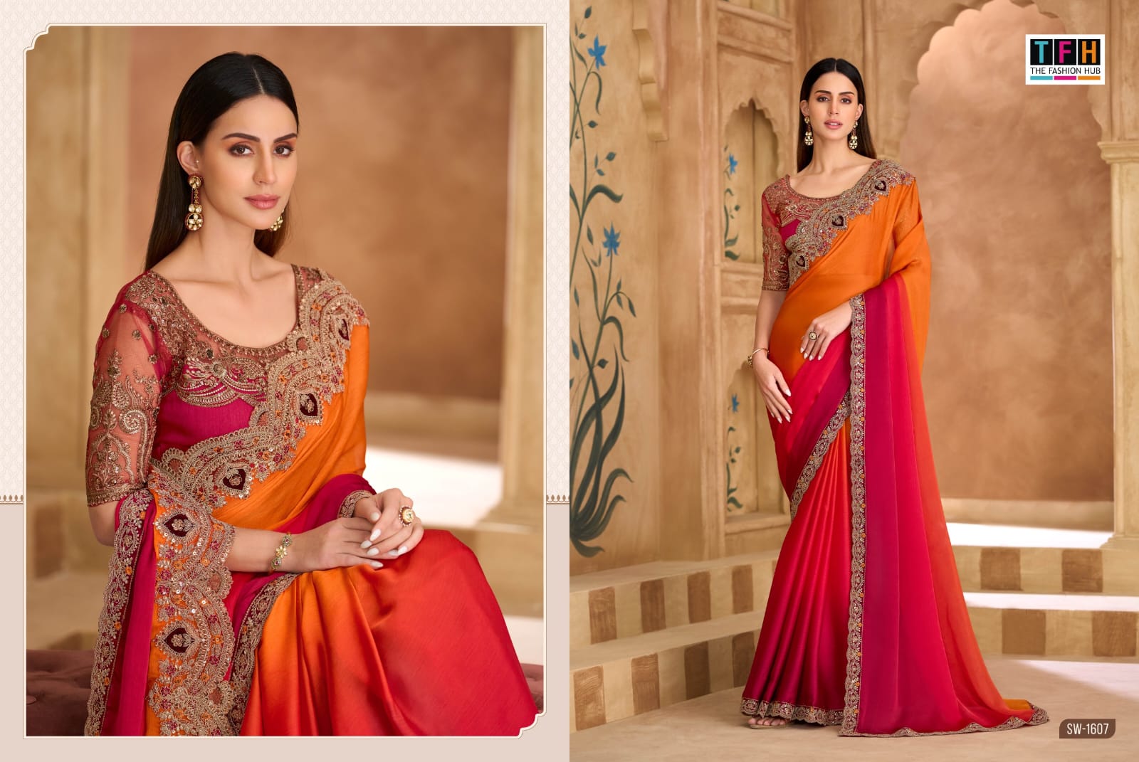 TFH PRESENT SANDALWOOD 16 FANCY SAREE SERIES 1601-1618 9