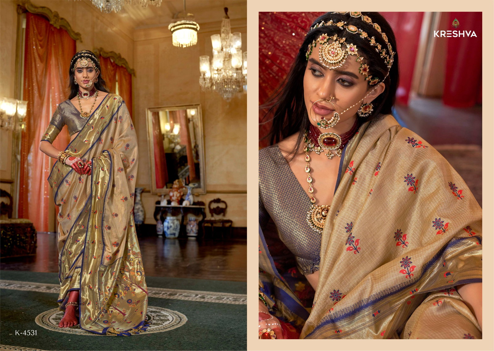 KRESHAVA PRESENT NATRAJ SERIES 4527-4532 ORGANZA SILK SAREE 13