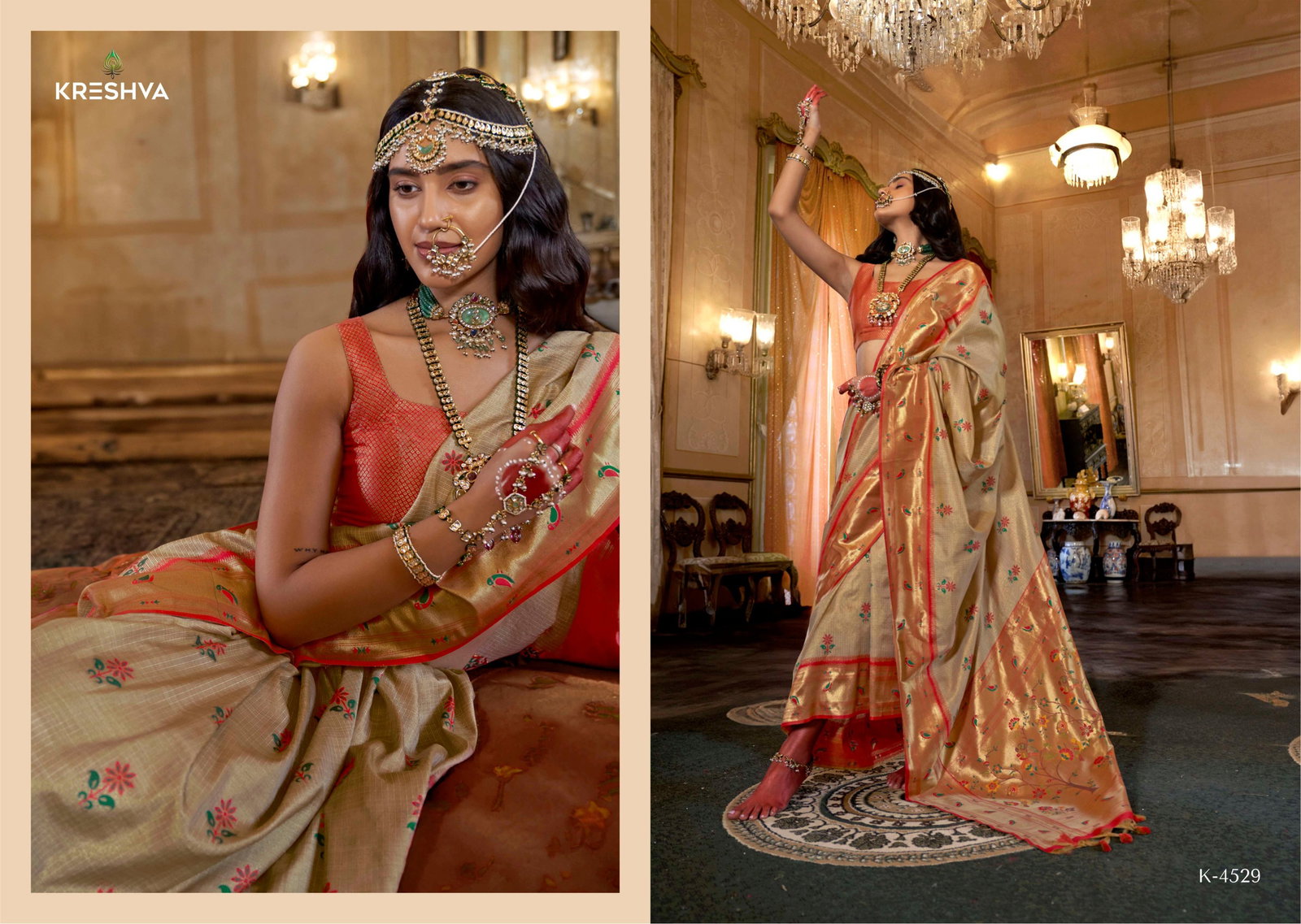 KRESHAVA PRESENT NATRAJ SERIES 4527-4532 ORGANZA SILK SAREE 12