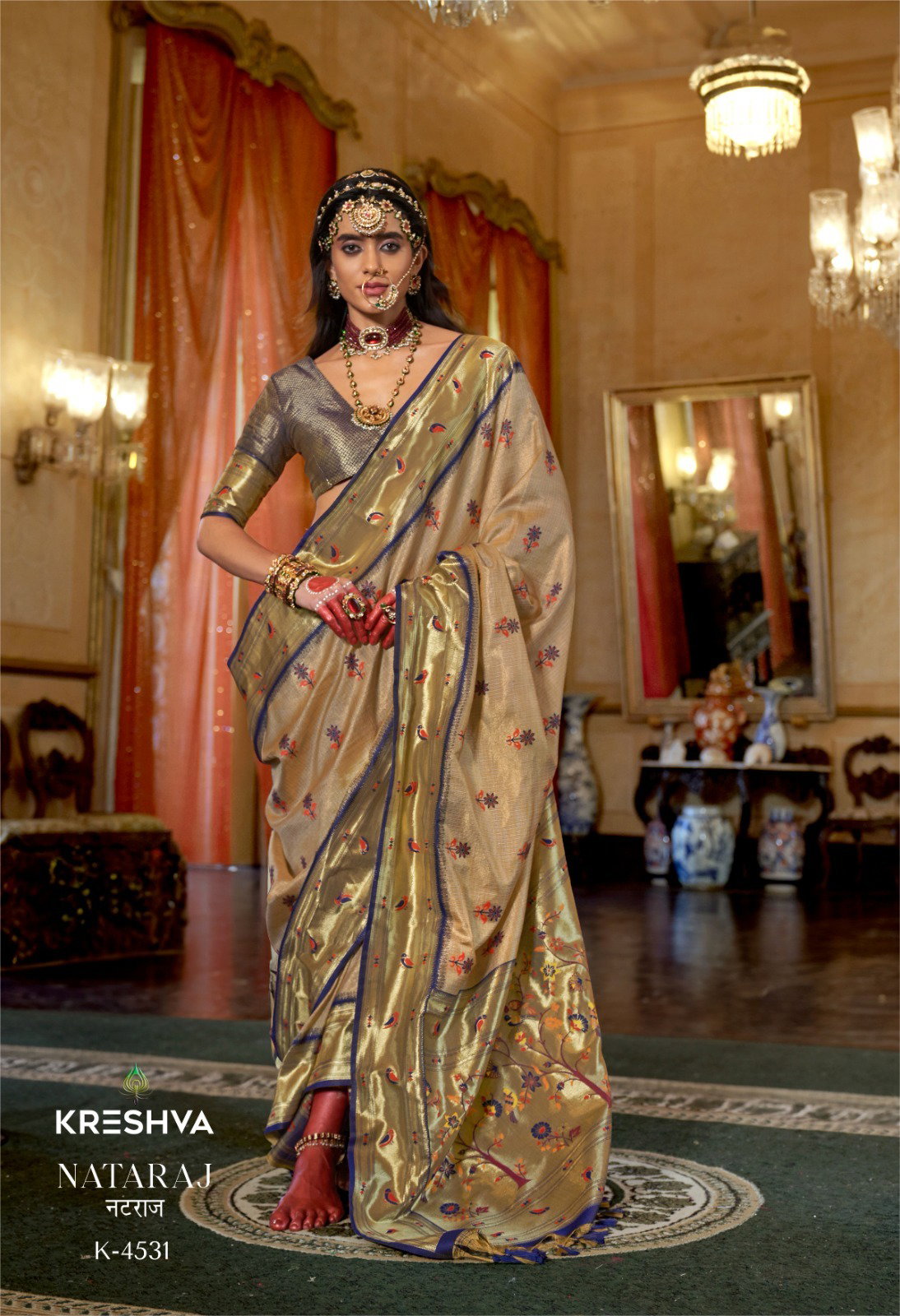 KRESHAVA PRESENT NATRAJ SERIES 4527-4532 ORGANZA SILK SAREE 9