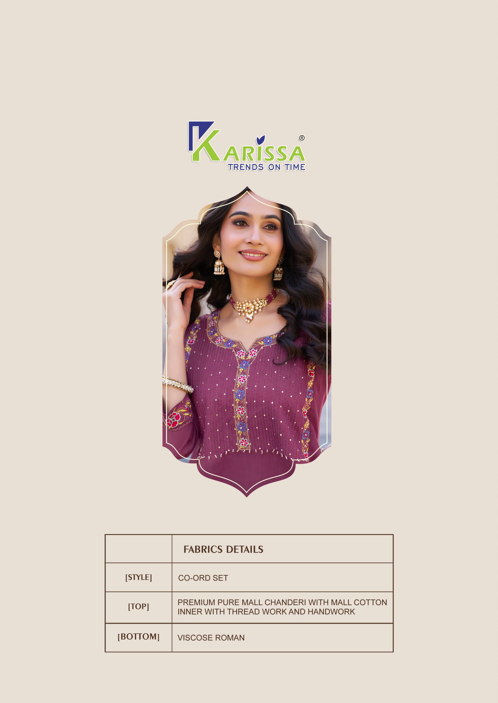 KARRISA PRESENT LIPIKA CORD SET WITH TOP + BOTTOM  READYMADE SERIES 1001-1004 3