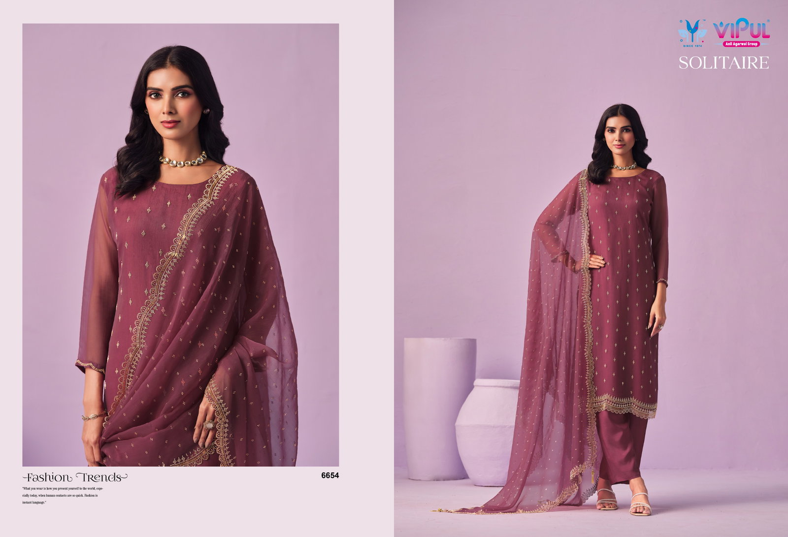 VIPUL PRESENT UNSTITCHED CHIFFON WITH BEADS WORKS SOLITAIRE SERIES 6651-6656 17