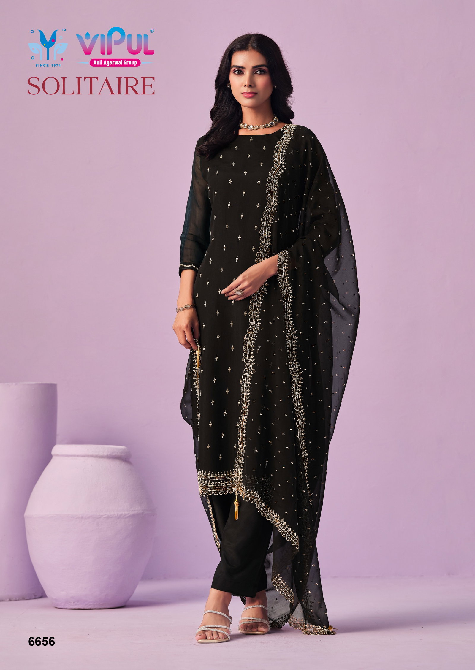 VIPUL PRESENT UNSTITCHED CHIFFON WITH BEADS WORKS SOLITAIRE SERIES 6651-6656 22