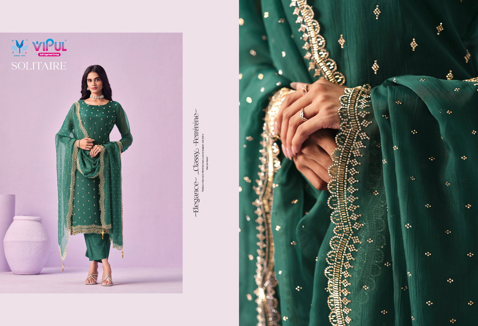 VIPUL PRESENT UNSTITCHED CHIFFON WITH BEADS WORKS SOLITAIRE SERIES 6651-6656 20