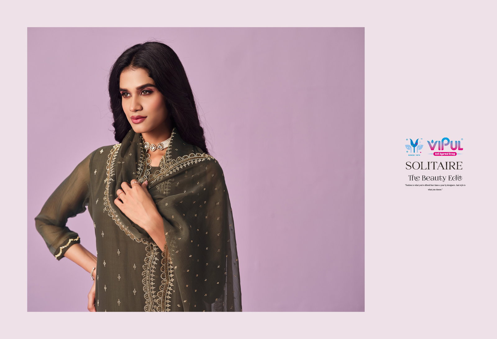 VIPUL PRESENT UNSTITCHED CHIFFON WITH BEADS WORKS SOLITAIRE SERIES 6651-6656 13