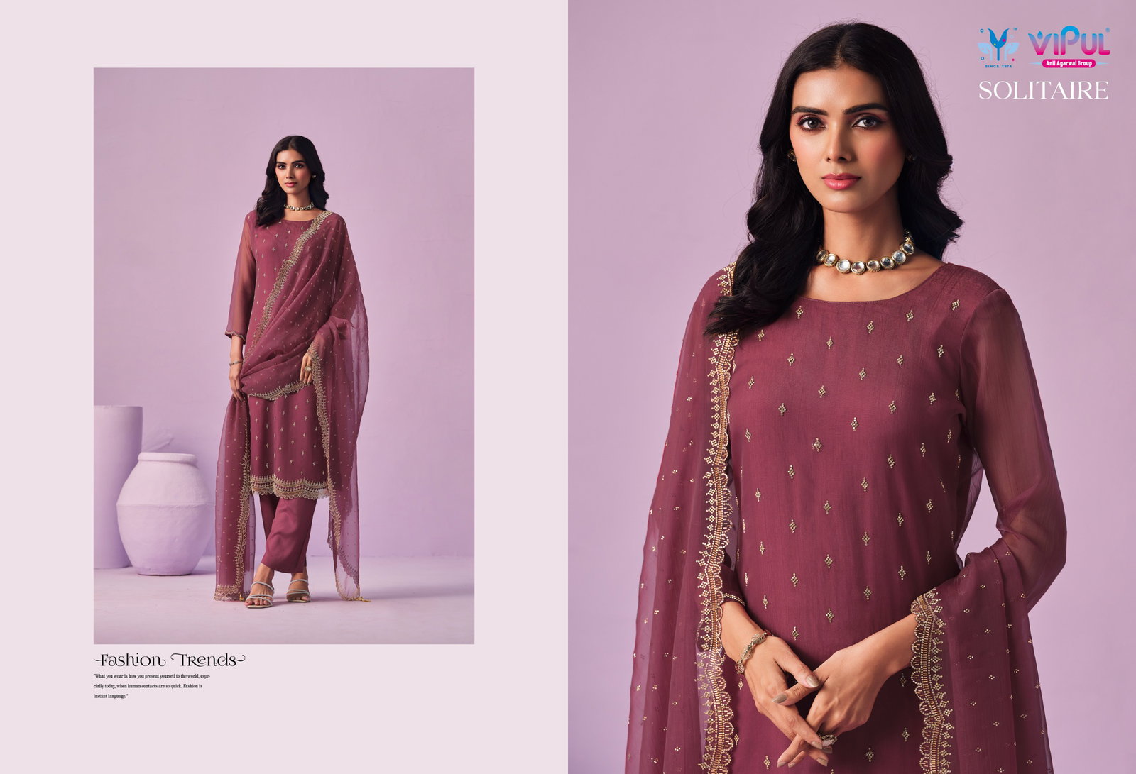 VIPUL PRESENT UNSTITCHED CHIFFON WITH BEADS WORKS SOLITAIRE SERIES 6651-6656 11