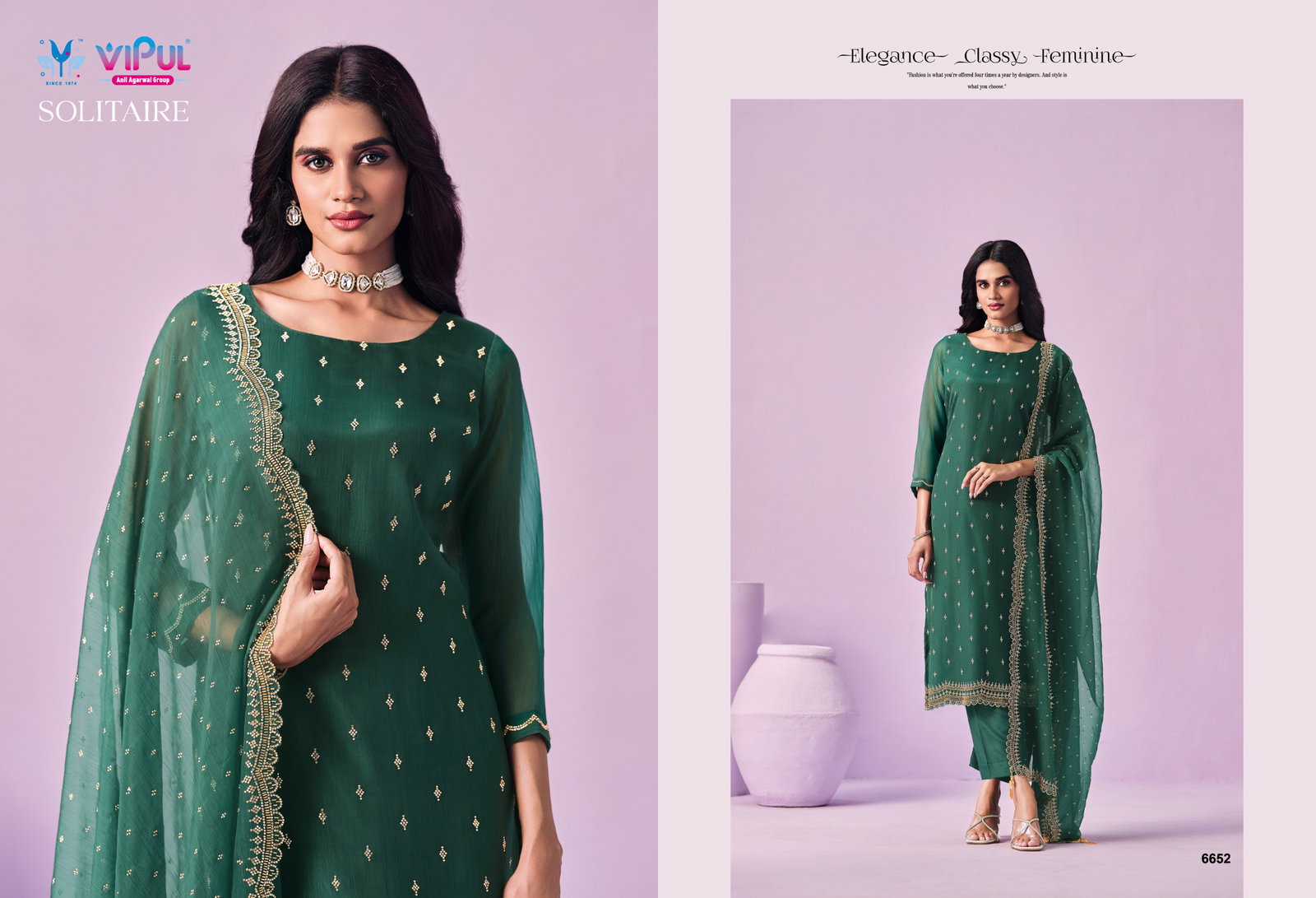 VIPUL PRESENT UNSTITCHED CHIFFON WITH BEADS WORKS SOLITAIRE SERIES 6651-6656 12